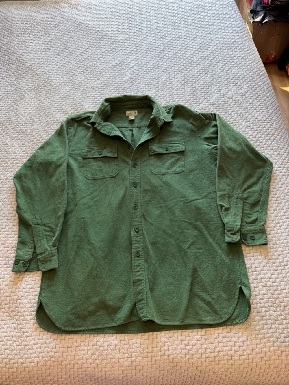 Vintage L.L. Bean Green Cotton Button Up Shirt Size XL Tall